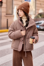 【bao款大货已出】2025冬装新款韩版休闲格纹立领白鸭绒羽绒服，女装羽绒服，雅静靓衣
