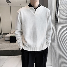 直播款纯色宽松V领针织毛线衣内搭打底针织衫M58/P68控88，男装针织衫/毛衣，电商A243