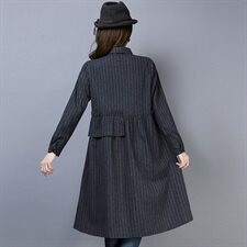 中长款2025冬季新款条子加厚衬衫常规直筒A版加绒长款衬衫裙外套，女装衬衫，风姿绰