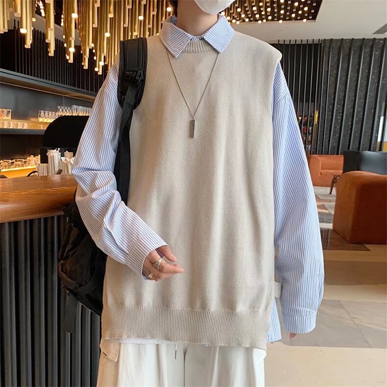 新款v领毛衣背心男宽松针织衫学院风情侣无袖坎肩马甲MJ404-P35，男装背心/马甲，星座1008