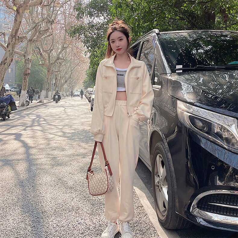 网红炸街可盐可甜卫衣时尚运动服套装女2022年高级感职业两件套装,女装套装/套裙,2C187