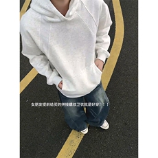 抖音得物二开26春装美式高街宽松结构螺纹拼接连帽卫衣外套X087，女装短外套，电商A486-1