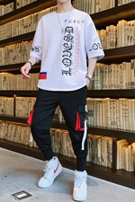 2023夏季棉质时尚帅气流行体恤宽松短袖T恤休闲套装男F173P75，男装休闲套装，电商A086