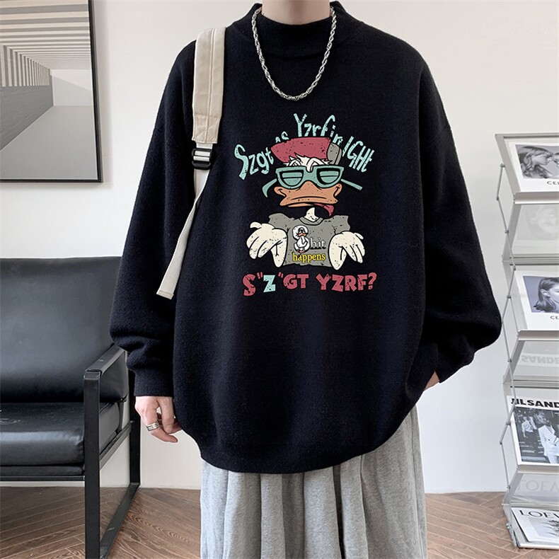 半高领毛衣男大码胖子针织衫毛线衣M18380-P45加绒款-P65,男装针织衫/毛衣,电商A040