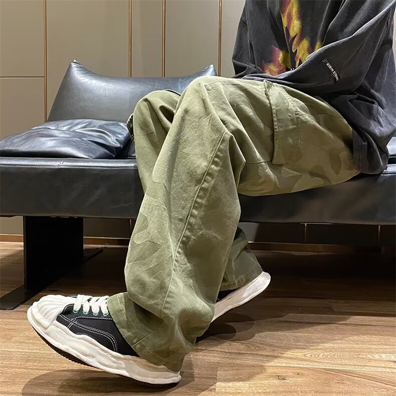 春秋季工装迷彩裤男直筒潮牌ins休闲高街美式痞帅长裤子k5732-p45图片