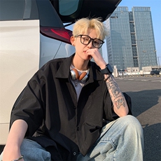 满天星空短袖夏季冰丝垂感亮片光板衬衫帅痞衬衣C2318-特批35，男装T恤，星座1213