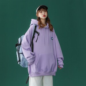 宽松中性港风卫衣男加绒加厚外套香芋紫X416B-1-WL184-P50 限68图片