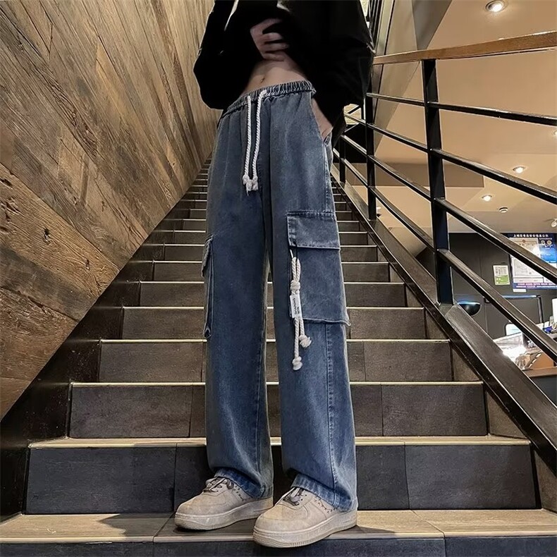 美式高街工装水洗直筒牛仔裤N858-P50图片