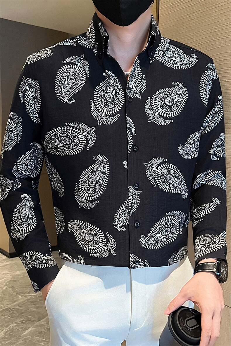 秋冬印花痞帅大V领衬衫店主风社会小伙301A-1/CS612/P55,男装衬衫,星座301A-1