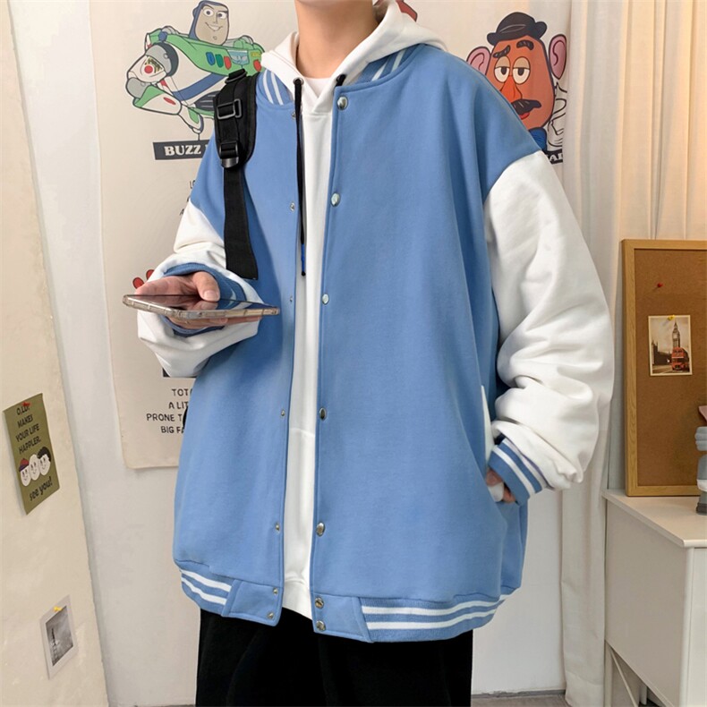 Y0901P30室内港风2024秋季棒球领休闲拼色青年外套卫衣开衫,男装卫衣,电商A026-1
