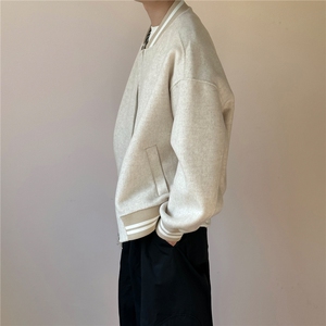 现货羊毛呢料外套男宽松休闲棒球服A351-AJ2641-P115控188图片