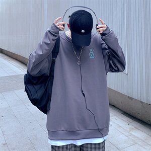 703-W7232 秋季小熊卡通反光印花圆领套头休闲卫衣图片