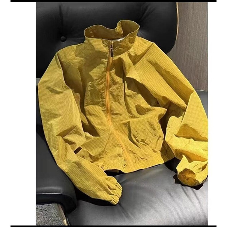 主推色爆夏季立领薄款防晒衣冰丝尼龙格纹外套男女款YY1815-TP50,男装防晒衣,电商C216