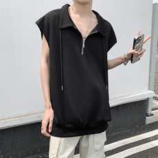 港风夏款男短裤背心体恤无袖坎肩运动汗衫T恤衫BX11P35，男装牛仔裤，星座1013-1