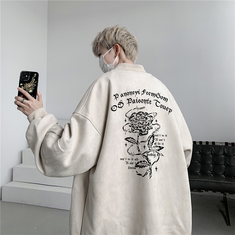 24春秋款美式复古麂皮绒飞行棒球服男女夹克外套JF3276-P80控108,男装夹克,电商B370