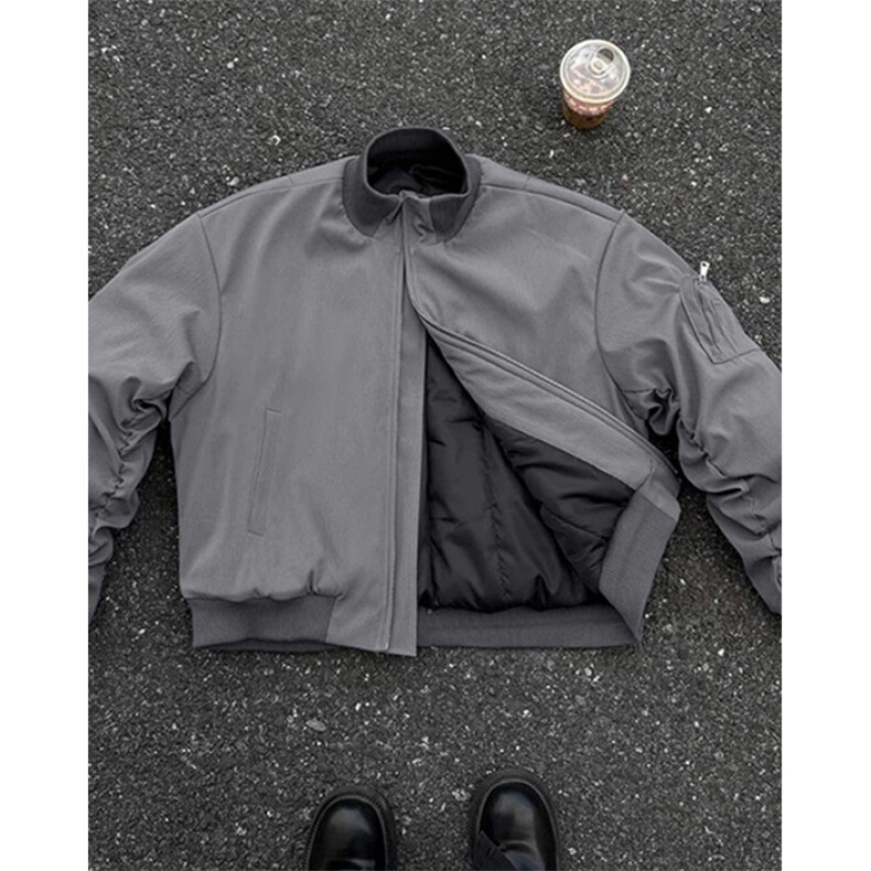 廓形短款立领棉服男秋冬美式复古高级感飞行员工装夹克M6107,男装夹克,星座1116A（原606A-3）