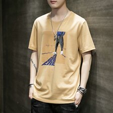 2021夏季新款潮男个性印花短袖T恤青少年宽松圆领t恤CYDT9279-P25，男装T恤，电商A128