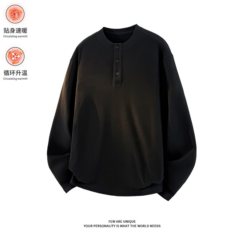德绒打底衫亨利长袖T恤冬季保暖叠穿宽松男女款5Q4086-TP2048,男装T恤,电商A102