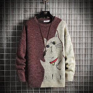 2020冬季日系网格男毛衣宽松休闲针织衫男线衣A313-1556-P80图片