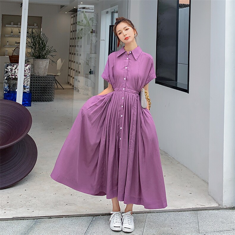 17号出2020夏季新款大下摆紫色连衣裙225-1945（）,女装连衣裙,浙宝225