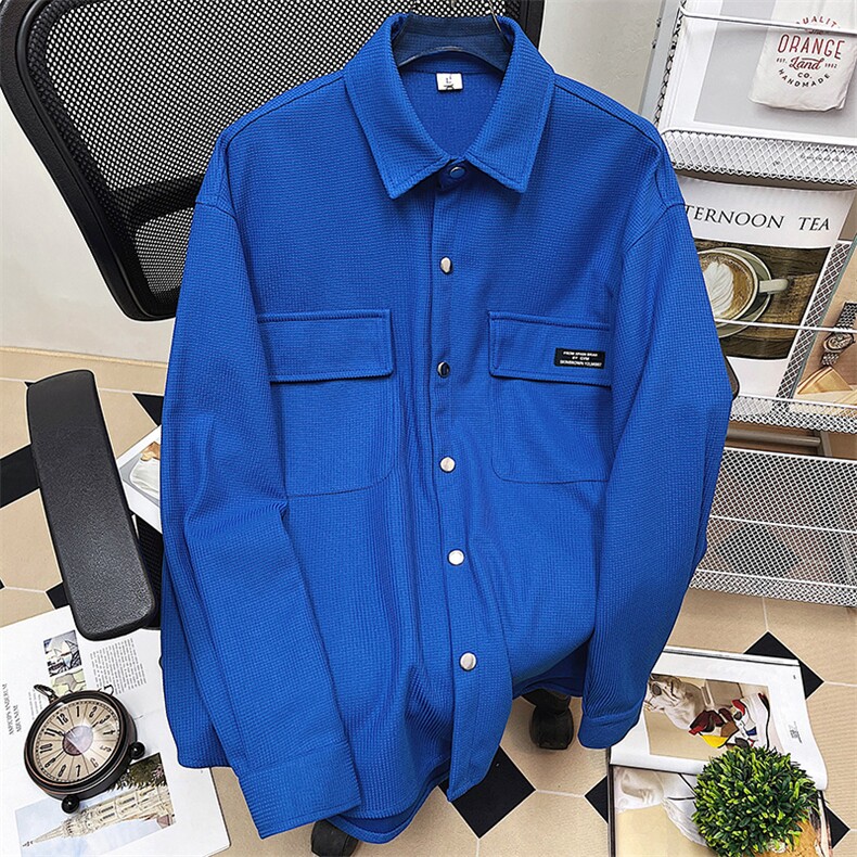 1中性风平铺华夫格工装夹克女大码情侣长袖夹克男CS7754P45控68，男装夹克，星座226-2