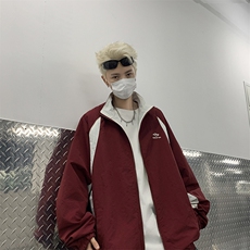 撞色插肩袖运动外套男秋季仿冲锋衣潮牌美式防水夹克，男装夹克，星座410-7