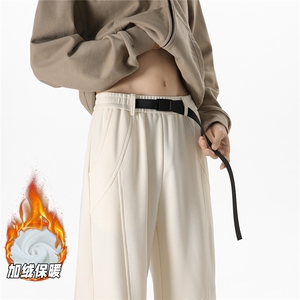 YK160 特P50 控85 无影墙！ 加绒加厚华夫格配腰带宽松潮流休闲裤图片