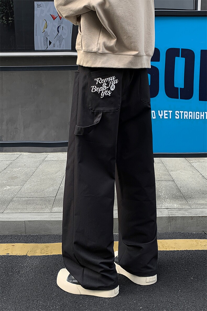hiphop高街刺绣直筒休闲裤男痞帅大码百搭工装裤K24106-特P35控68,男装工装外套,电商A001