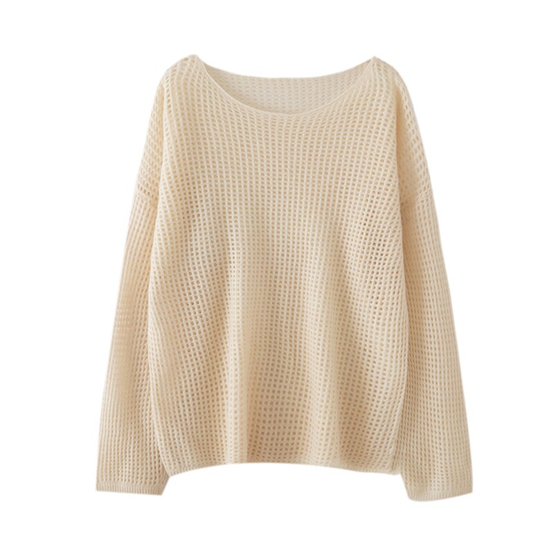 2025年秋季时尚百搭通勤简约休闲一字领镂空羊毛衫，女装羊毛衫，狄美羊绒