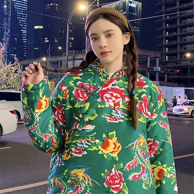 A6女士风唐装东北大花棉衣外套保暖防寒棉袄可搭配男款汉服潮,女装棉衣/棉服,星座115A(原星座507）