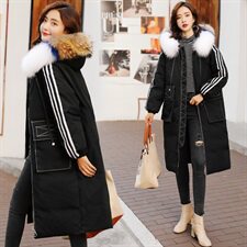 口袋潮流拼接气质时尚休闲中长款长袖2020年冬季羽绒服，女装羽绒服，蝶眷