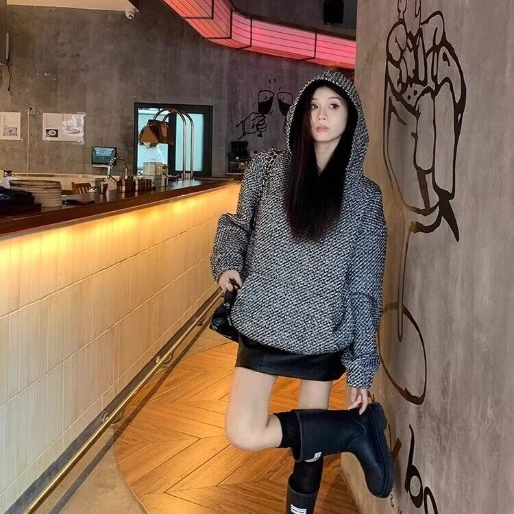 小香风卫衣男女潮流百搭慵懒流行简约情侣外套WLA288-P45加绒56,女装短外套,星座1008