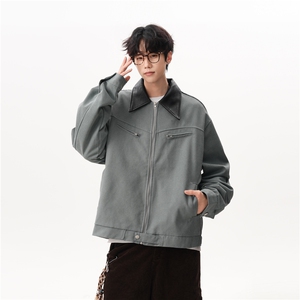 【现货】XZ1218 WT432 特价P97 美式酵素水洗做旧皮领工装夹克图片