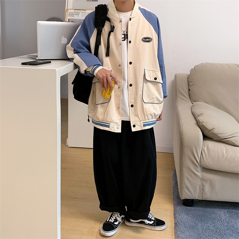 工装外套复古撞色盐系上衣炸街潮ins棒球服秋2023新款W1210-P53,男装夹克,星座512-2