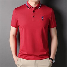 短袖休闲t恤男纯色翻领夏季新款商务休闲中年男士刺绣polo体恤衫，男装T恤，电商B212（原钱塘6029）