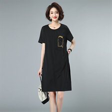 2021夏款新款拼接大码女装连衣裙237款，女装连衣裙，秋牧寒烟