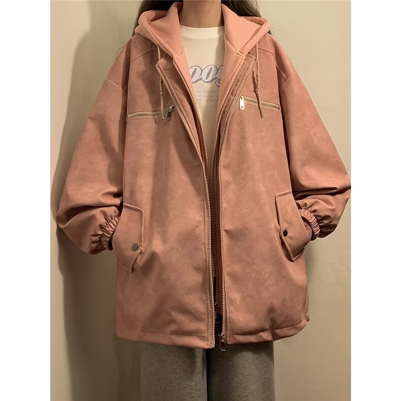 情侣外套男秋冬款2025新款痞帅风高级感小众夹克棉服男款美式皮衣，男装皮衣，星座506A