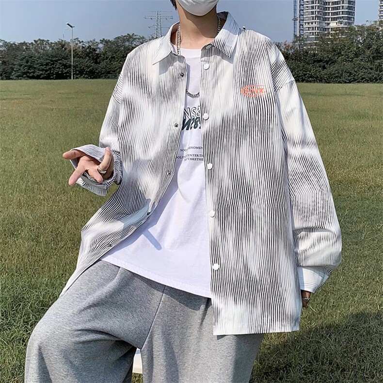 长袖衬衫男港风日系春季韩版潮流扎染衬衣CS079P34,男装衬衫,星座1116-2