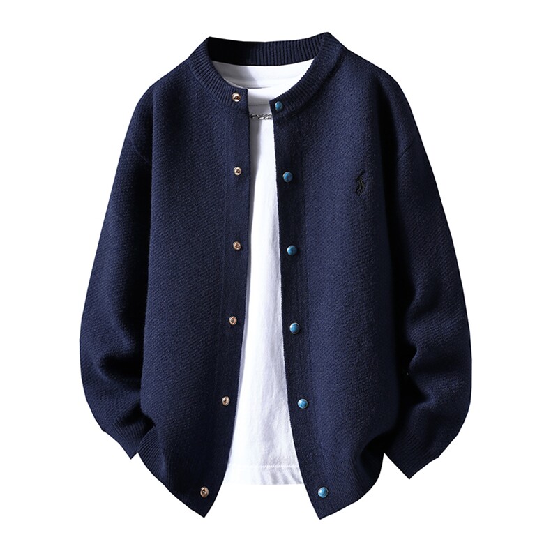 【抖音得物】2025秋季时尚毛衣针织开衫圆领男士宽松长袖，男装针织衫/毛衣，电商A113