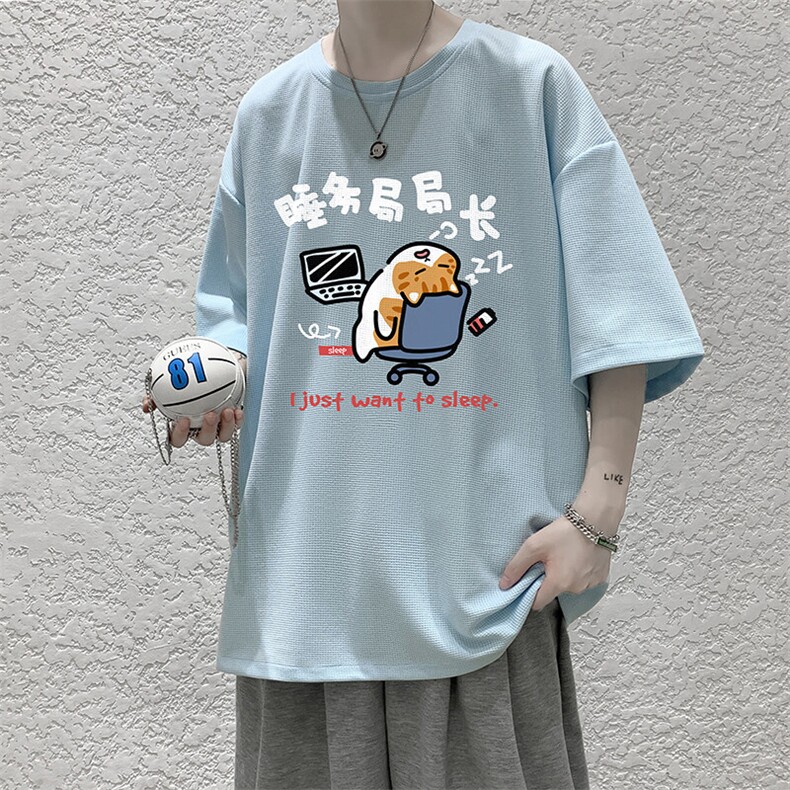 华夫格t恤男短袖男大码五分袖HT73447-P22,男装T恤,电商A040