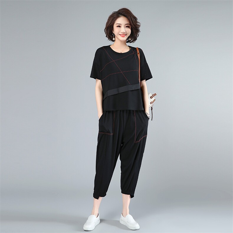 2021年夏新款套装休闲大码宽松女套装217款白色，女装套装/套裙，秋牧寒烟