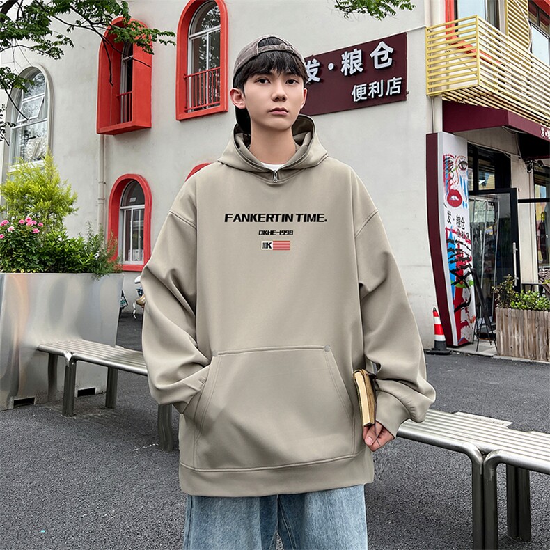 W966-P63M-6XL秋季美式重磅酷丝棉加绒套头连帽拉链卫衣,男装卫衣,星座109