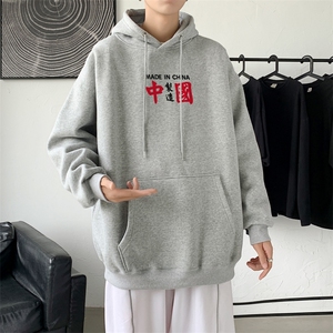 L2369P48韩版ins男士学生宽松运动连帽卫衣秋冬加绒情侣外套