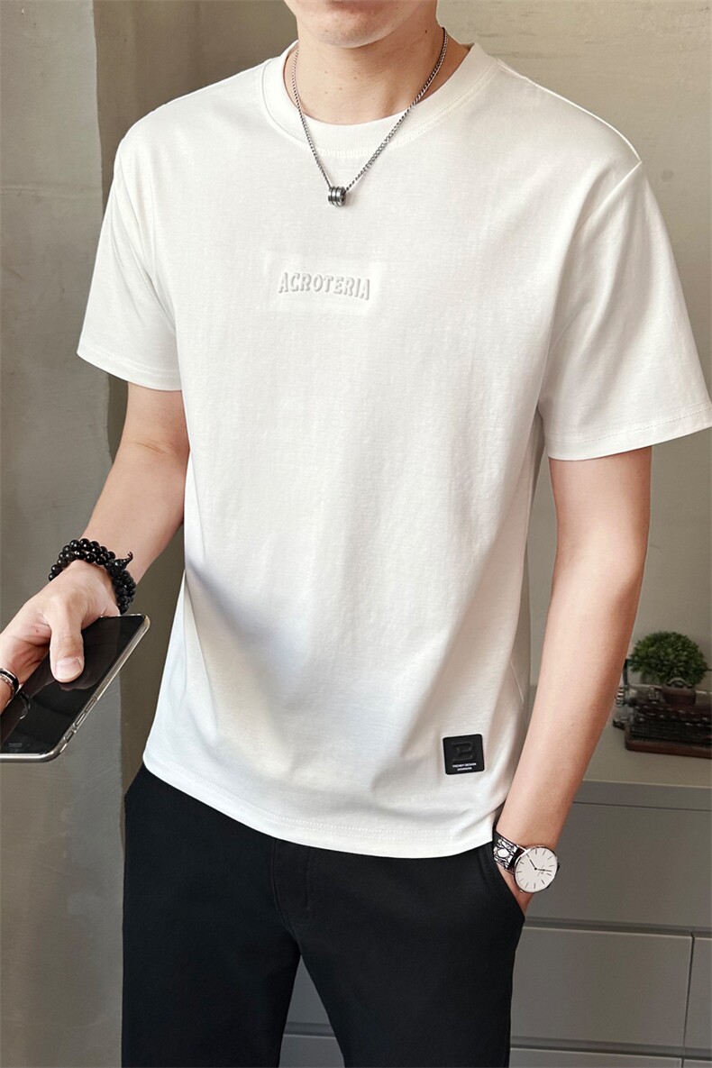 夏季时尚男士短袖T恤休闲钢印圆领半袖百搭上衣T95505-P38,男装T恤,电商A237