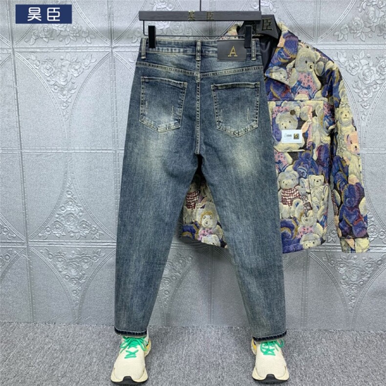1506-1/NT12601/P50男款秋冬潮牌美式复古宽松直筒大码休闲牛仔裤图片