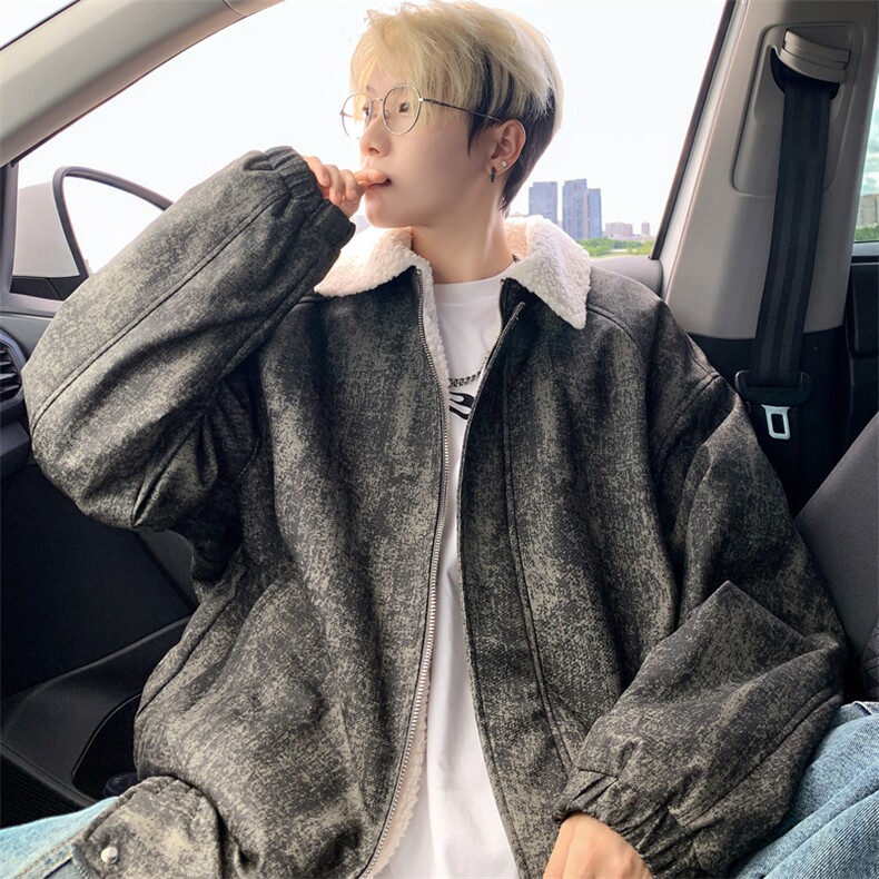 美式羊羔毛翻领皮棉衣男冬季复古加厚保暖棉服M6020P120控158,男装棉衣,电商A157