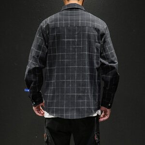2021春秋季新款日系马切达休闲大码宽松男扣领格子衬衫C510-P40图片