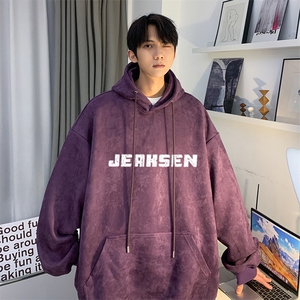 抖音品质美式高街潮流十字架印花宽松连帽卫衣JK23382特批43-控69图片