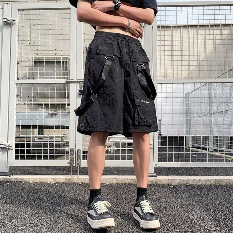 慵懒时尚潮流日系原宿大口袋抽绳美式机能冲锋短裤百搭新款,男装牛仔裤,星座506