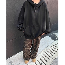 DP9805-P65美式复古擦脏废土风涂鸦连帽卫衣男秋冬款潮牌情侣装，男装卫衣，电商C233